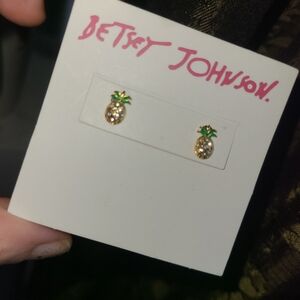 Gold and Green Pineapple Mini Stud Earrings